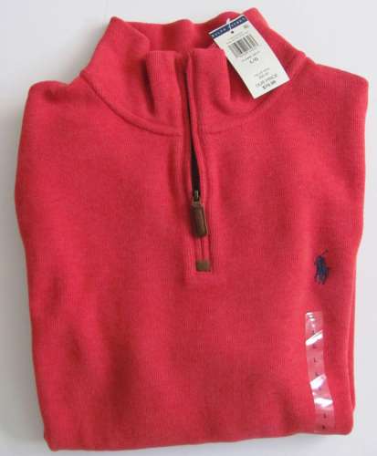 Polo Ralph Lauren Men's French Rib Half-Zip Pullover SZ L NWT $79 Red Heather online clothes deals